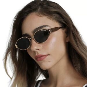 Steve Madden Black and Gold “Mystie” Oval Sunglasses